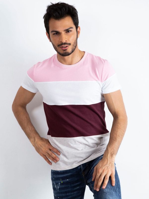 Modify men's pink and burgundy t-shirt