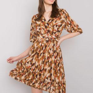 Brown Patterned Dress with Sassari Belt