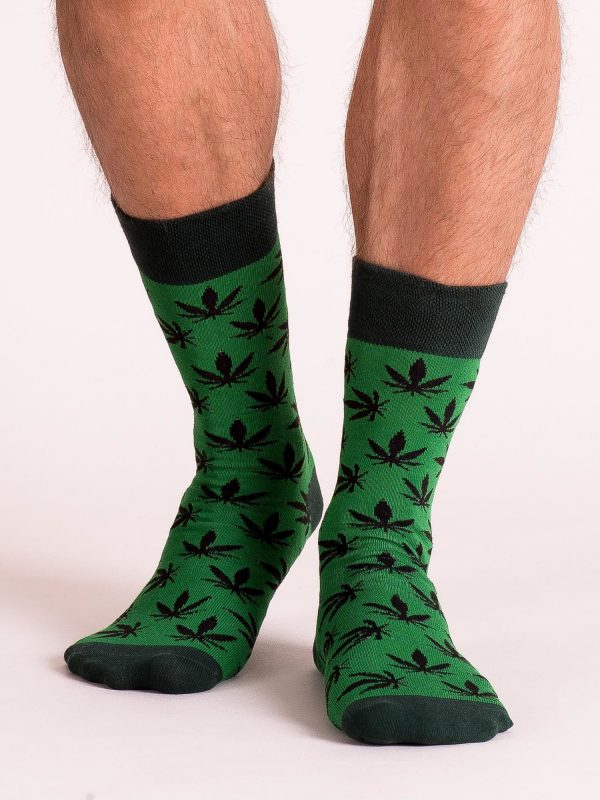 Men's Green Socks with Print