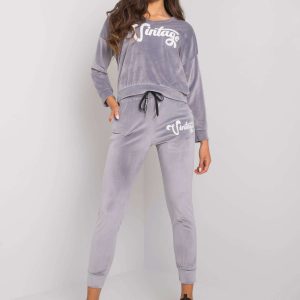 Grey two-piece Saddie velour set