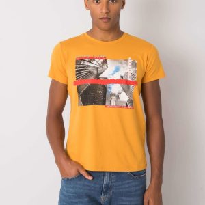 Men's mustard t-shirt with print Deacon