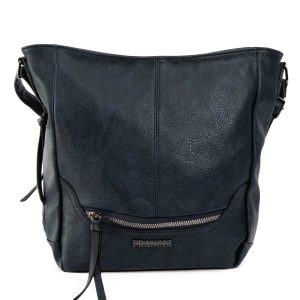 Navy blue eco-leather handbag