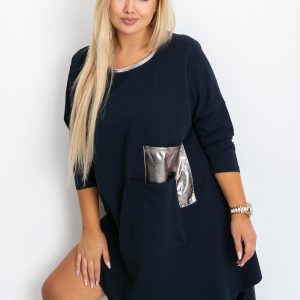 Navy blue plus size tunic Magnify