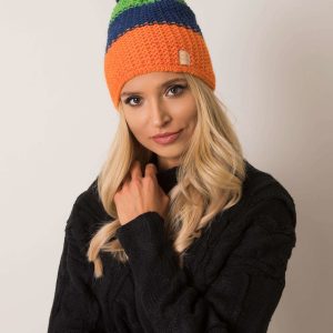 Navy blue and orange winter hat RUE PARIS