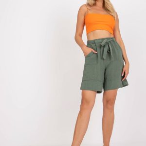 Khaki High Waist Bermuda Shorts OCH BELLA