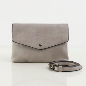 Light grey eco-leather handbag with flip