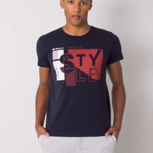 Navy blue T-shirt for men cotton Andreas