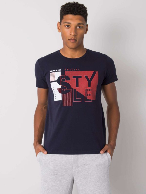 Navy blue T-shirt for men cotton Andreas