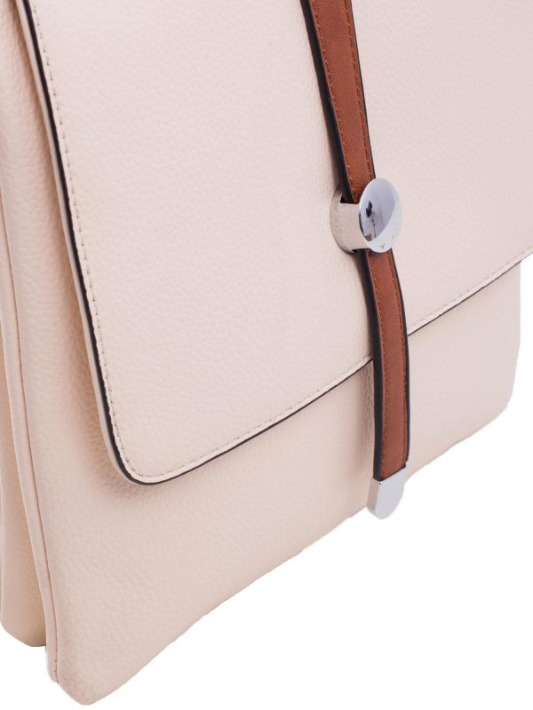 Beige eco-leather shoulder bag