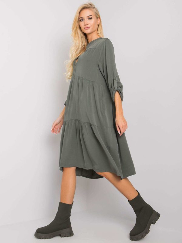 Khaki oversize dress with viscose Malone OCH BELLA