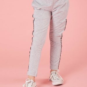 Light grey children's sweatpants with sequin stripe