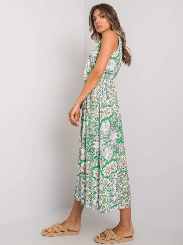 White and green patterned dress Lylah