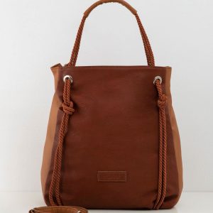 Brown soft bag made of eco leather