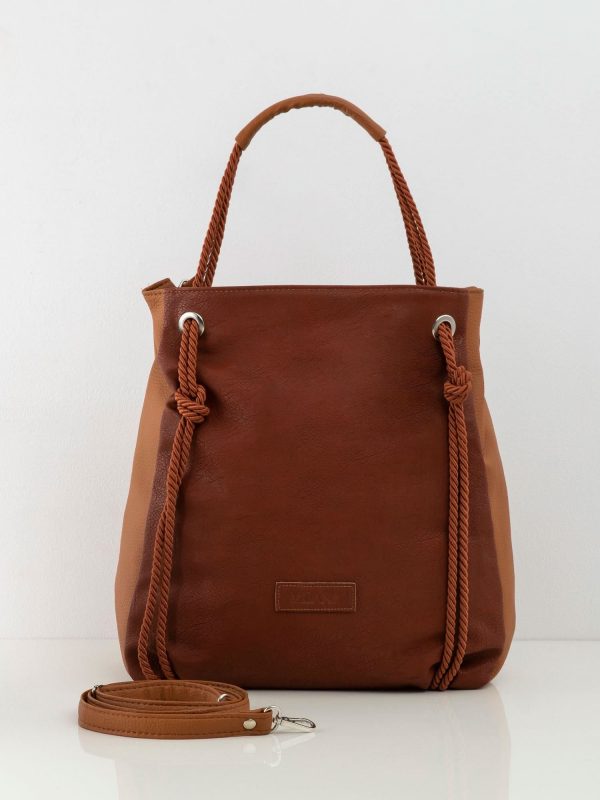 Brown soft bag made of eco leather