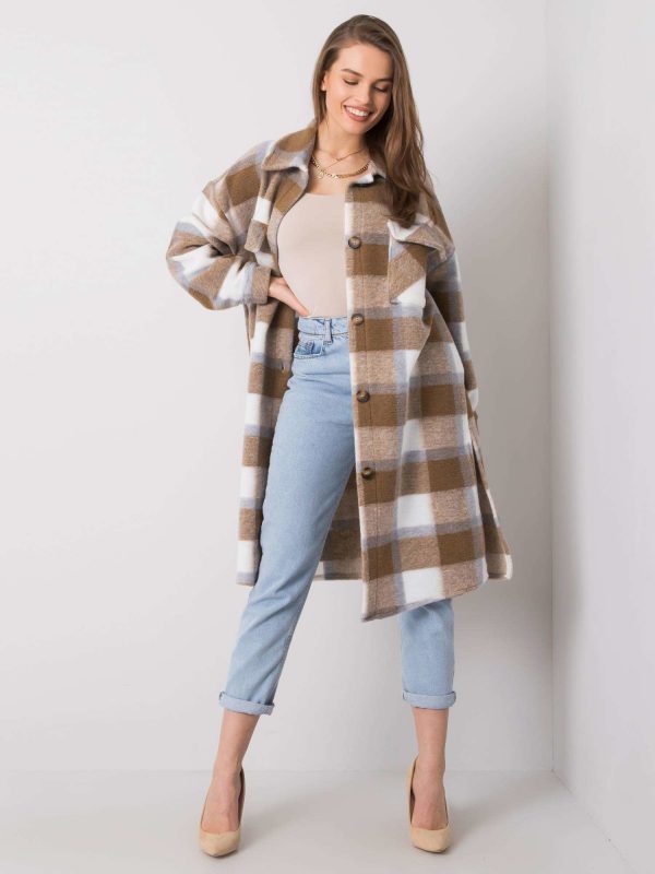 Beige and white checked shirt Otranto