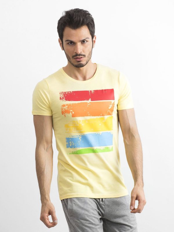 Men's T-shirt with colorful print yellow