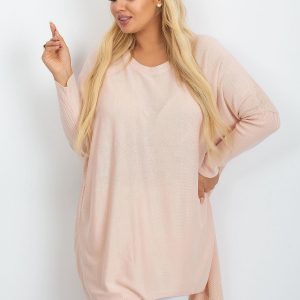 RUE PARIS Pale Pink Plus Size Sweater Ester