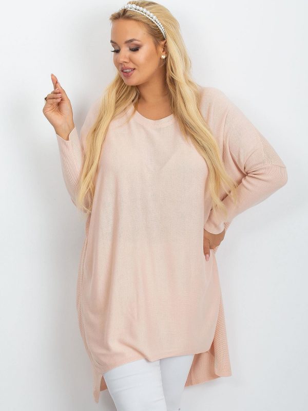 RUE PARIS Pale Pink Plus Size Sweater Ester