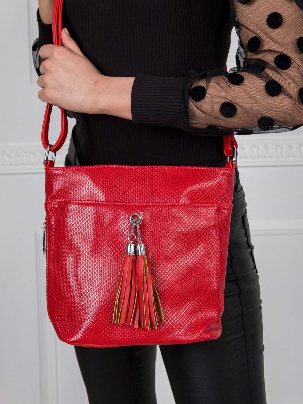 Red tasseled handbag