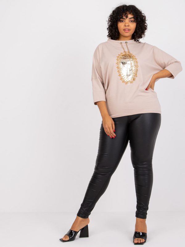 Light beige plus size blouse with Vera print