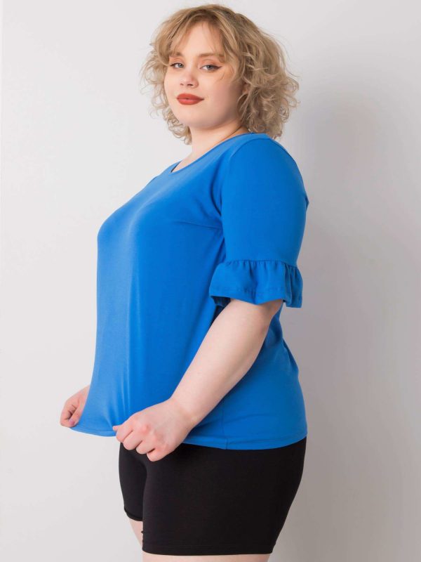 Dark Blue Cotton Plus Size Blouse Yareli