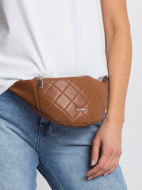 Brown quilted leather kidney