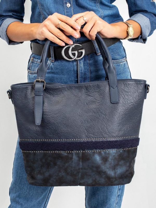 Dark blue women's bag in eco-leather