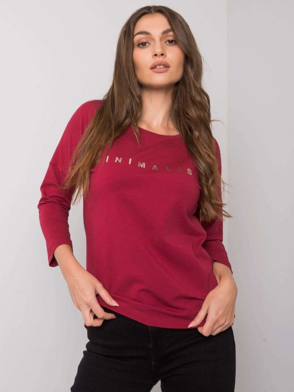 Burgundy cotton blouse with Cantrice inscription