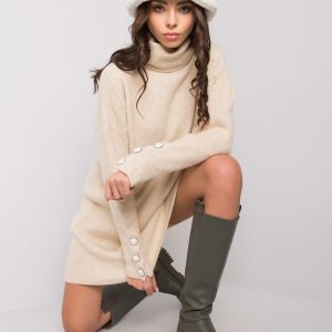 Beige knitted turtleneck dress Irvette RUE PARIS