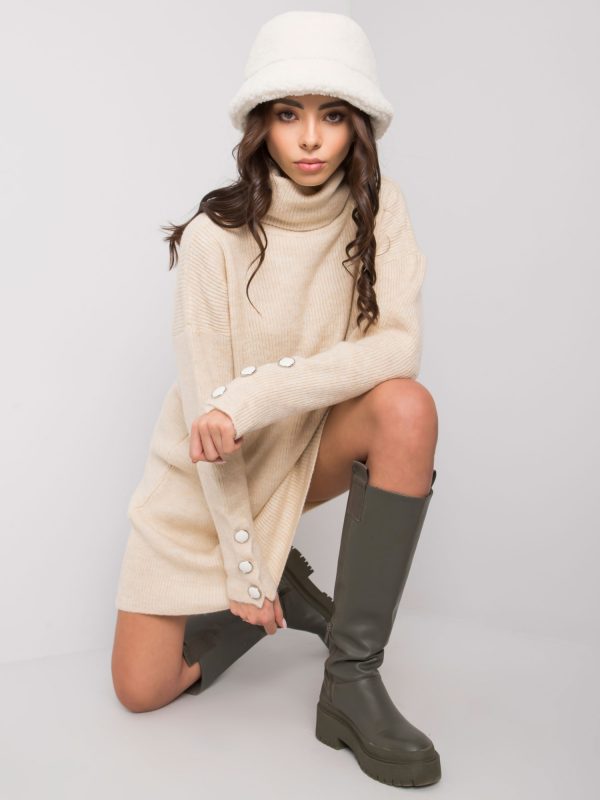 Beige knitted turtleneck dress Irvette RUE PARIS