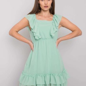 Safina green flounces dress