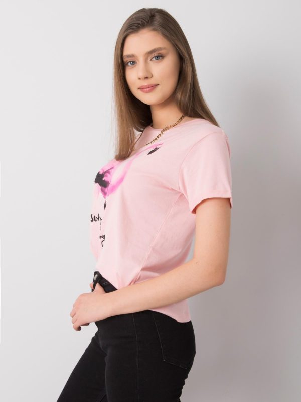 Pale pink t-shirt with print by Romily SUBLEVEL