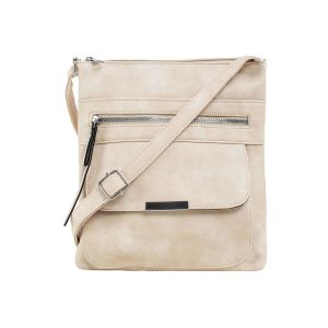 Beige leatherette bag with pockets