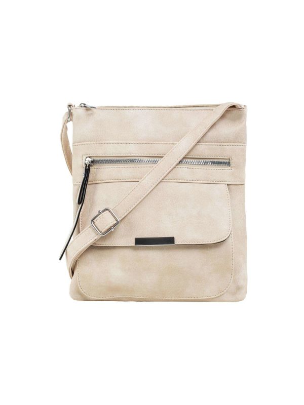 Beige leatherette bag with pockets