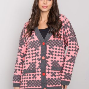 Pink and grey button-up sweater Janaya RUE PARIS