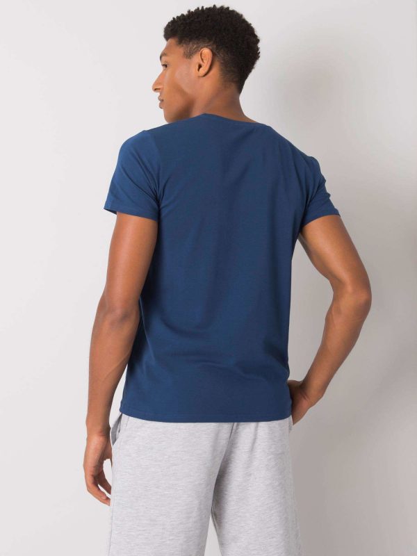 Light navy blue t-shirt for men with round neck Royce