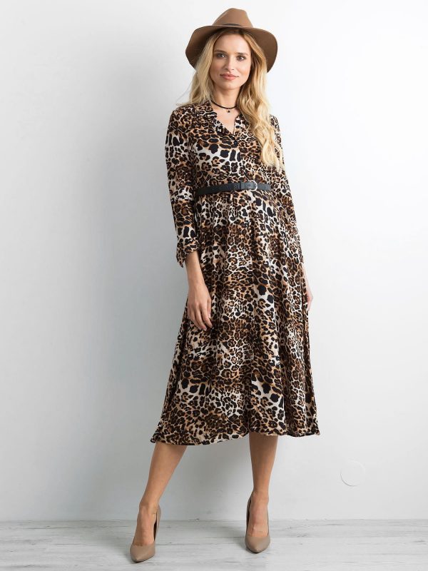 Brown midi dress with midi