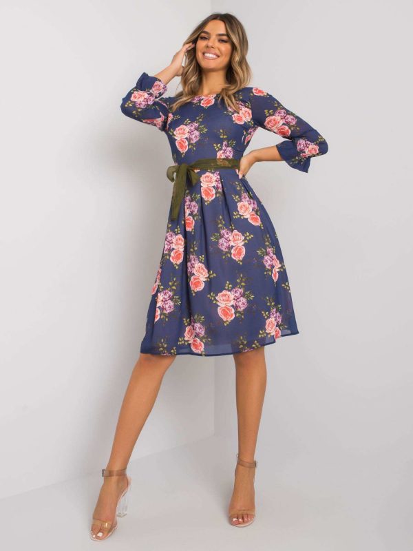 Navy blue flower dress Delfina