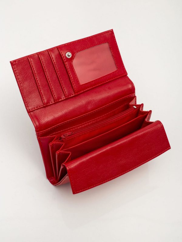 Red longitudinal eco-leather wallet