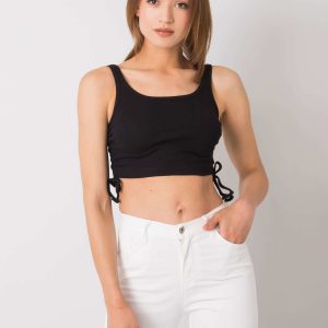 Black crop top with welts Loretta RUE PARIS