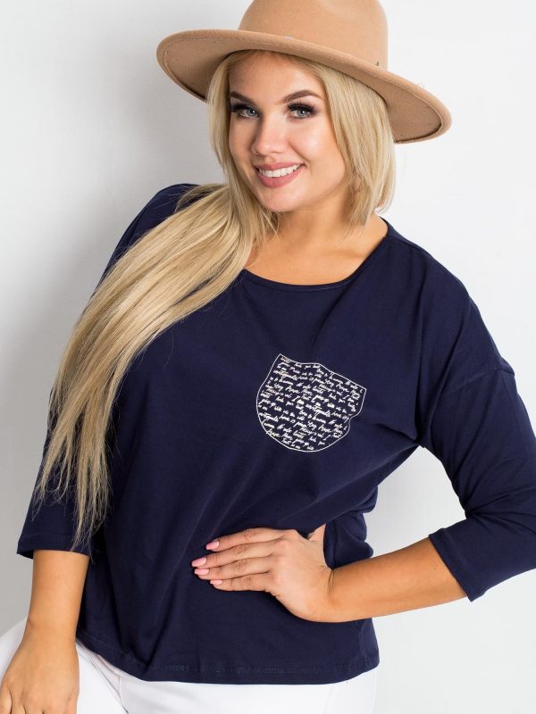 Navy blue plus size blouse Touchy