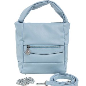 Light blue eco-leather handbag with handle