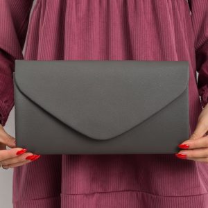 Dark gray oblong clutch bag