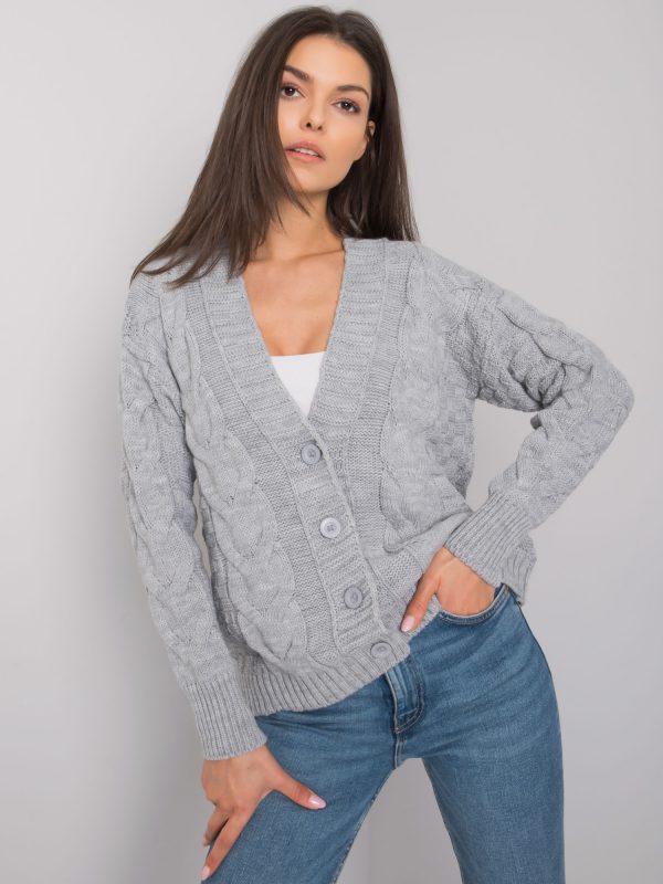 Grey cardigan with braids Danville RUE PARIS