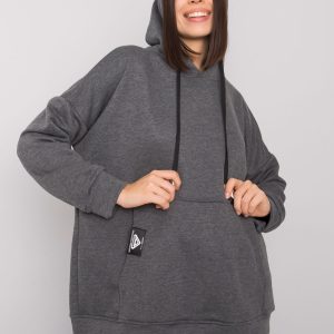 Dark Grey Melange Plus Size Kangaroo Sweatshirt Josefina