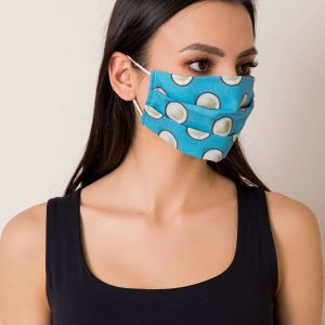 Blue protective mask with print