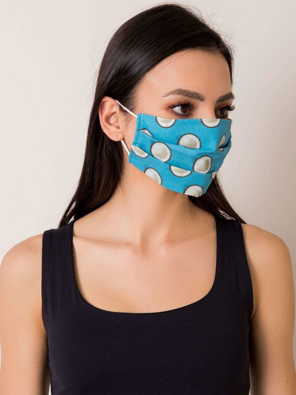 Blue protective mask with print