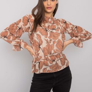 Beige and brown patterned blouse Nualla