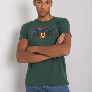 Khaki T-shirt for men with round neck Royce