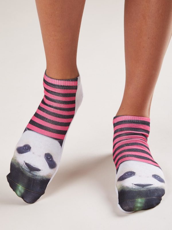 Black and pink panda print feet